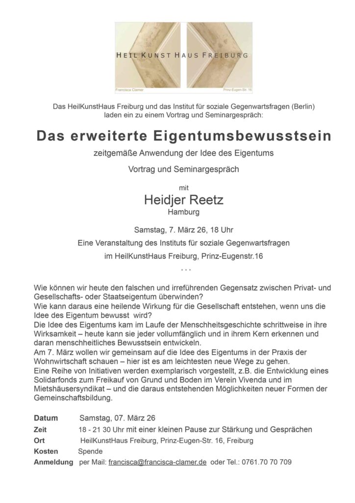 Das erweiterte Eigentumsbewusstsein mit Heidjer Reetz in Freiburg