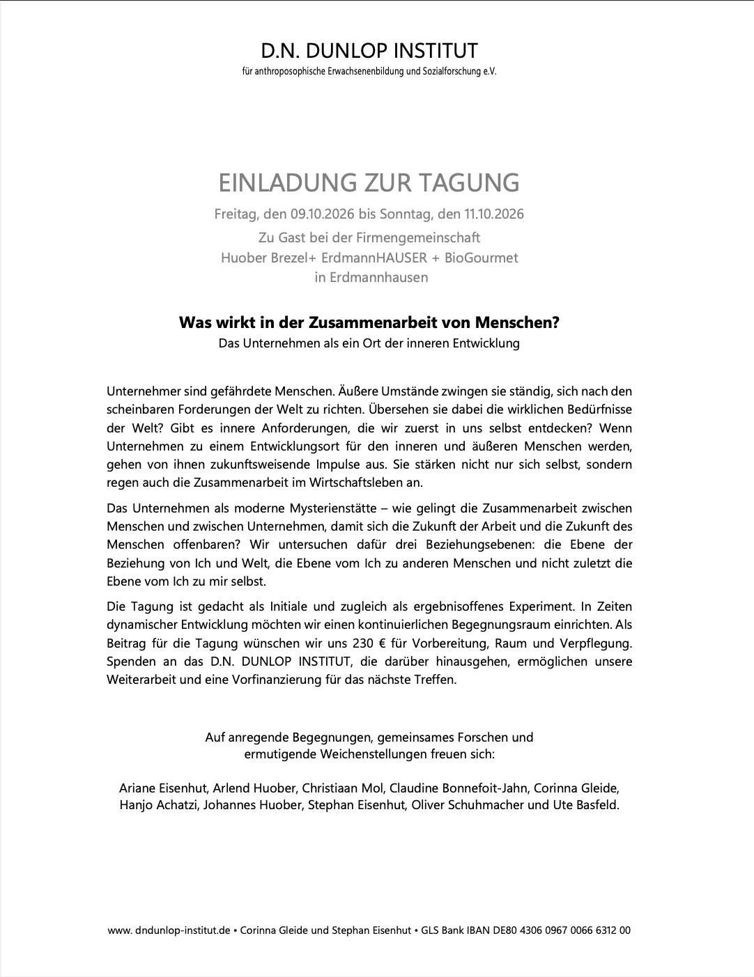 Was wirkt in der Zusammenarbeit von Menschen? 09.10. - 11.10.2026