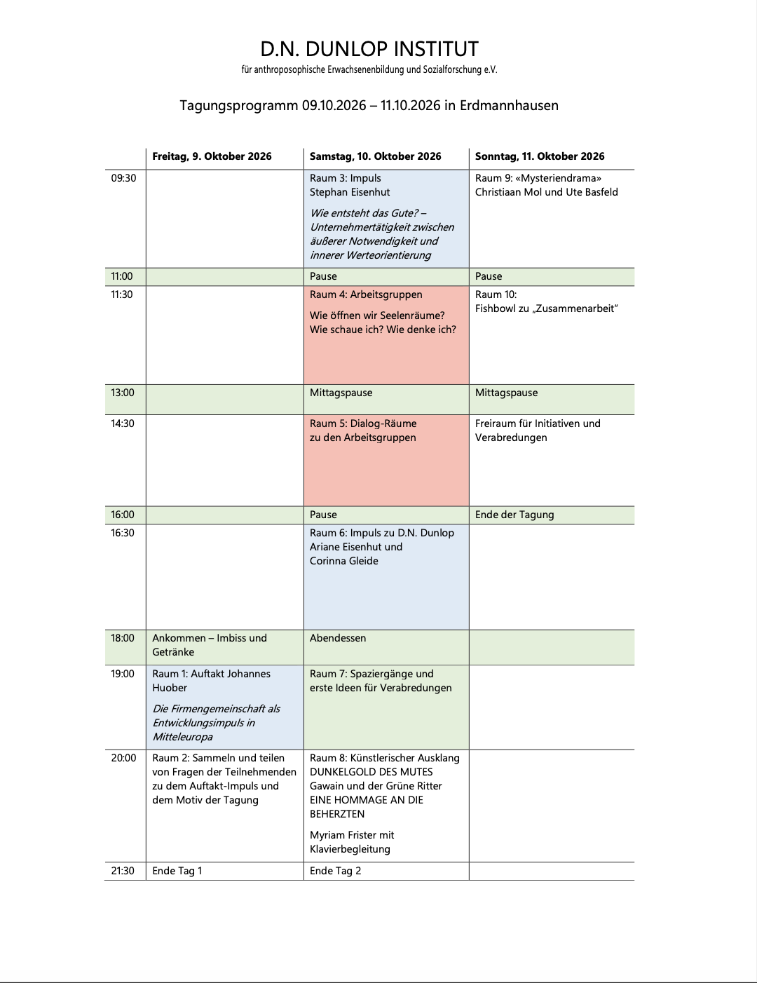 Was wirkt in der Zusammenarbeit von Menschen? 09.10. - 11.10.2026