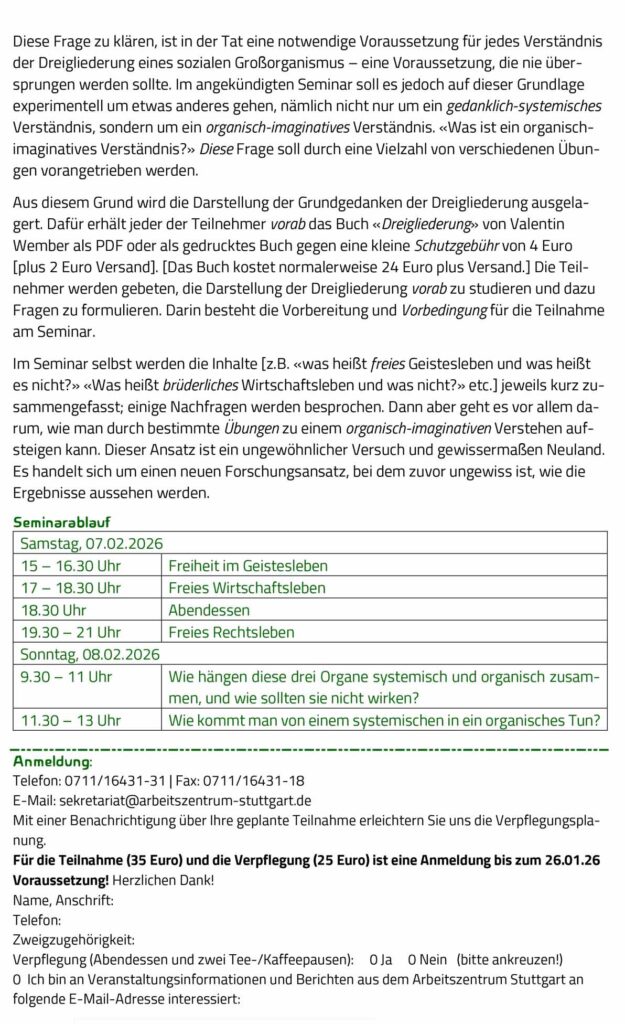 Dreigliederung als Lösungsansatz für soziale und politische Konflikte